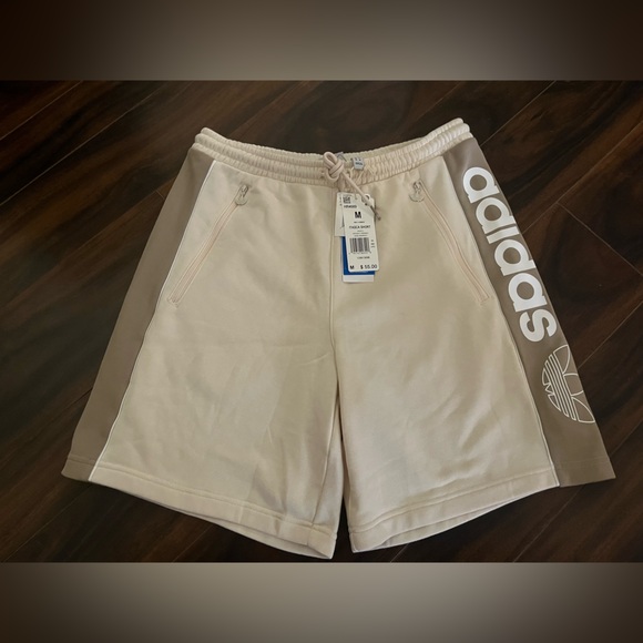 Adidas Men's Beige and Light Beige Athletic Shorts - Picture 2 of 3